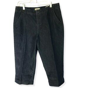 Riders by Lee Women's Wide Leg Stretchy Jean Capris Size 12 Dark Wash Activewear